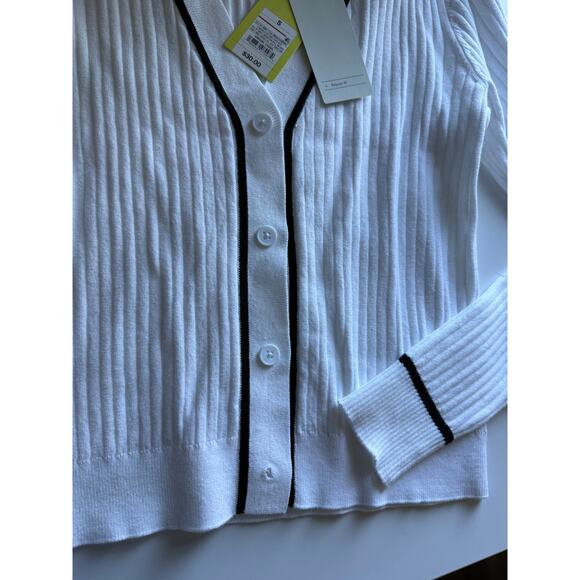 $30 New All In Motion White Ribbed Cardigan - Small - Picture 7 of 8